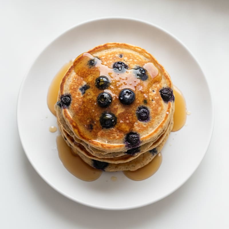 Blueberry Protein Pancakes with Maple Syrup