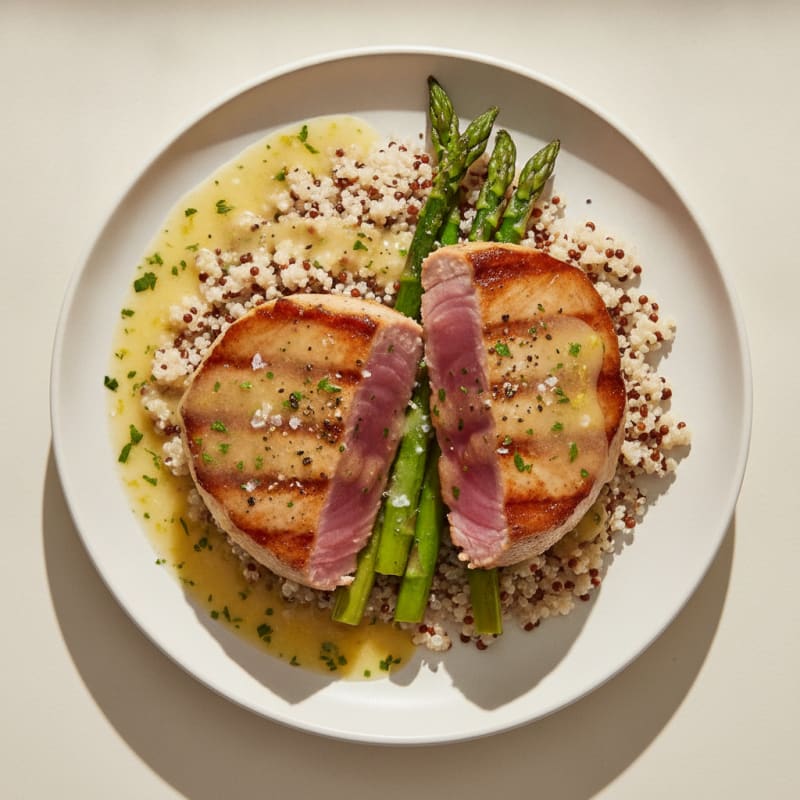 Pan-Seared Tuna with Lemon-Herb Sauce