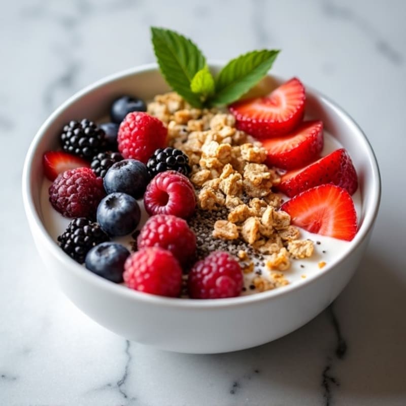 Greek Yogurt Bowl with Mixed Berries and Protein Granola