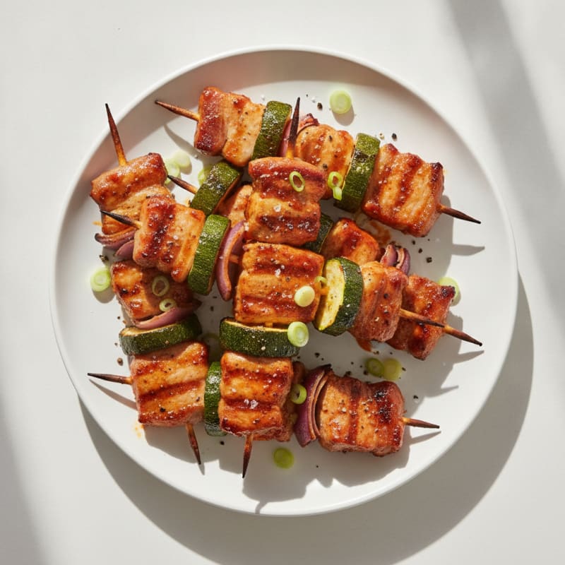 Spicy Gochujang Pork Belly Skewers