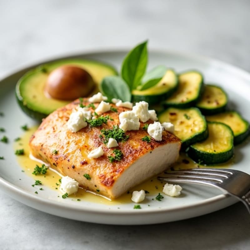 Seared Turkey Breast with Roasted Zucchini and Avocado