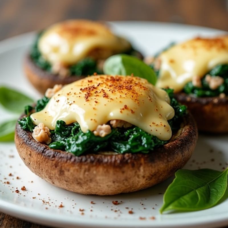 Savory Portobello Mushrooms Stuffed with Lean Ground Turkey and Spinach