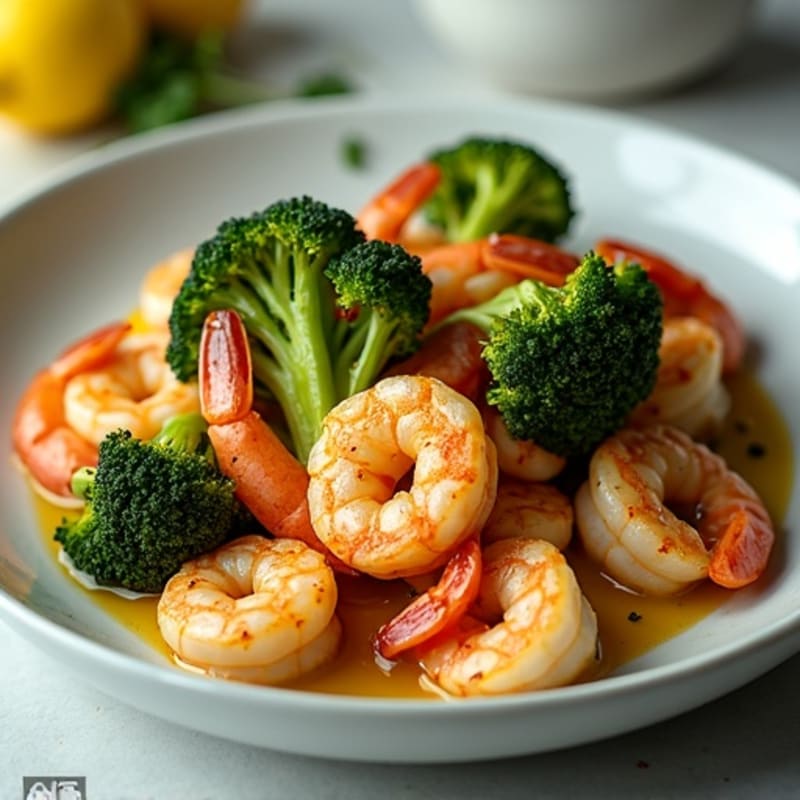 Garlic Herb Pan-Seared Shrimp with Crispy Roasted Broccoli