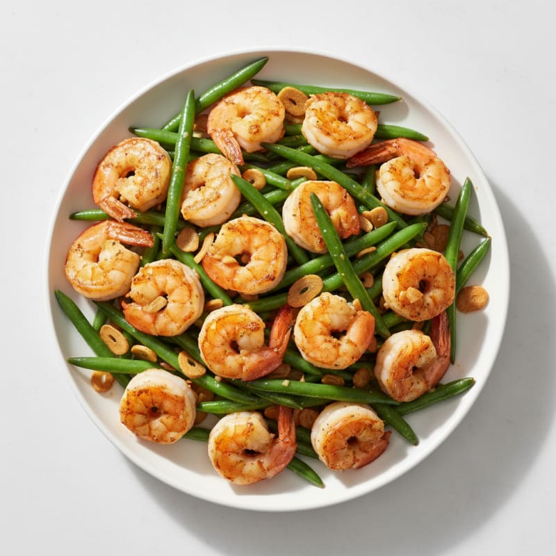 Seared Shrimp with Garlic Green Beans