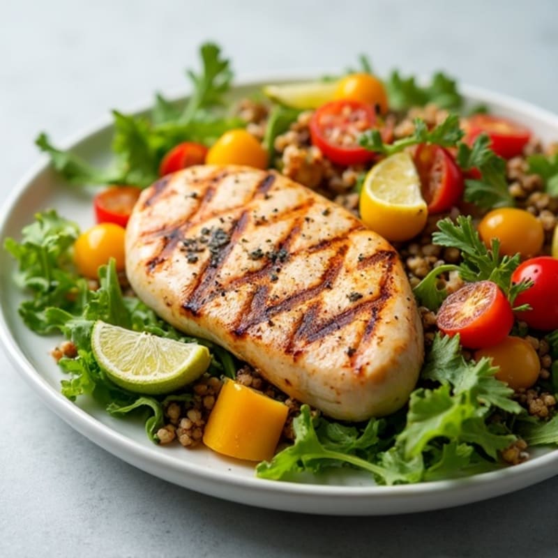 Grilled Chicken Salad with Quinoa and Roasted Vegetables