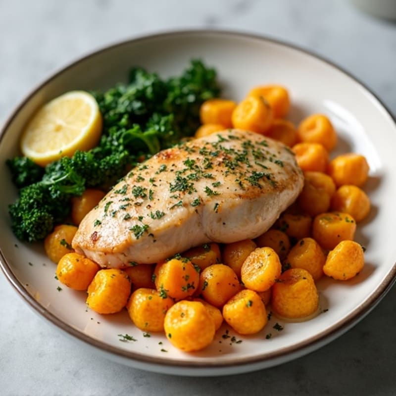 Sweet Potato Gnocchi with Lemon-Herb Chicken and Sautéed Kale