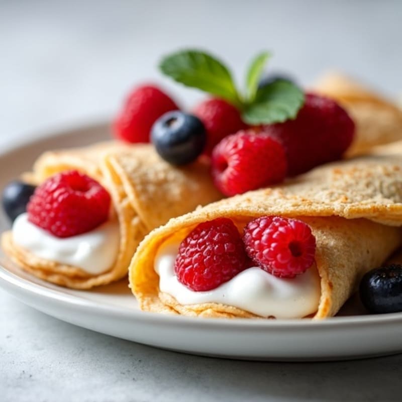 Fresh Berry Crepes with Creamy Greek Yogurt Filling