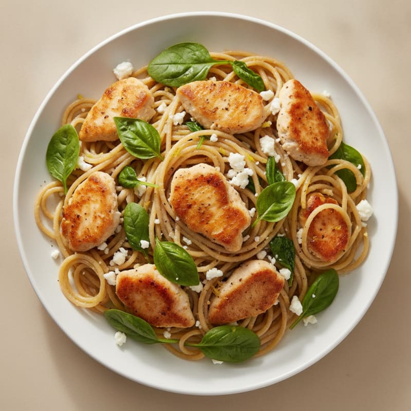Lemon Basil Spaghetti with Feta