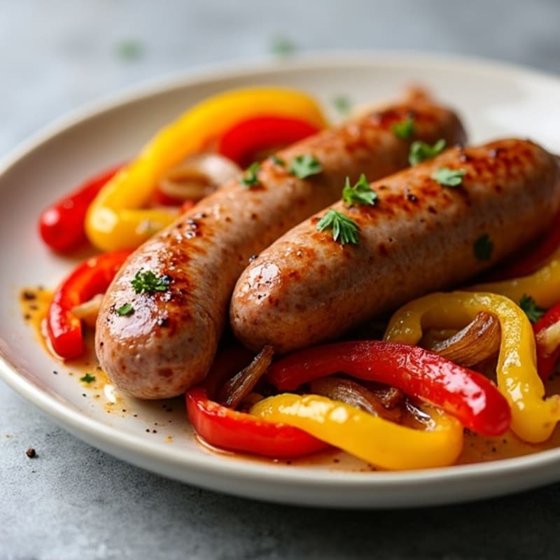 Sheet Pan Sweet Sausage with Roasted Peppers and Onions