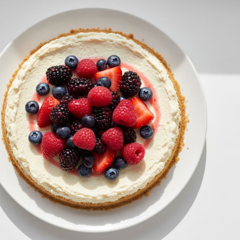Creamy Greek Yogurt Protein Cheesecake with Mixed Berries