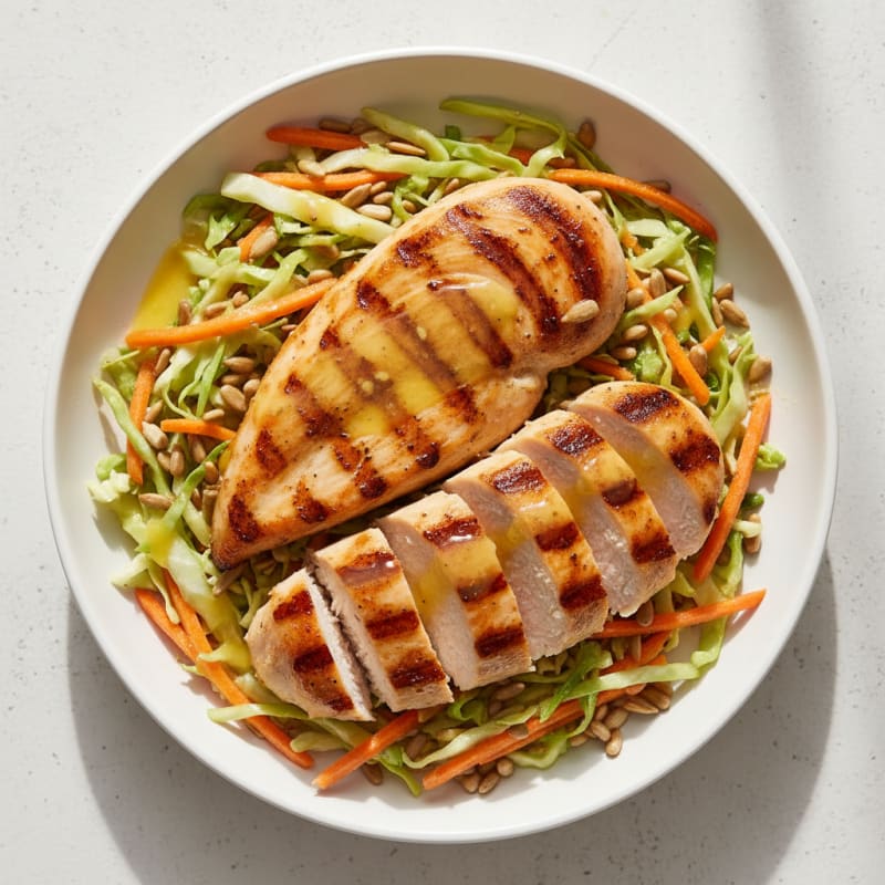 Grilled Chicken Breast with Crunchy Slaw and Lemon Vinaigrette