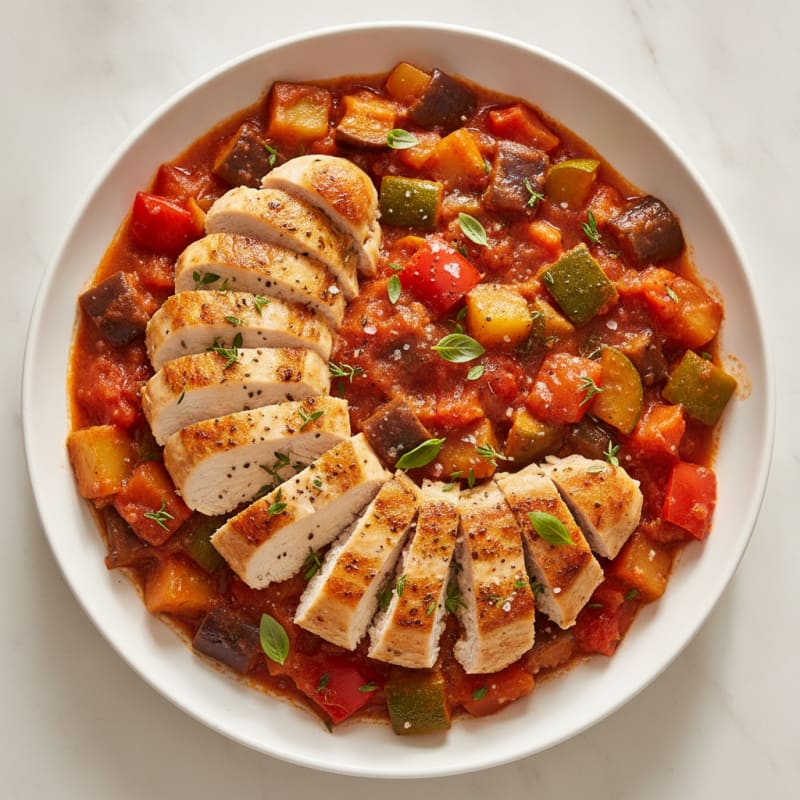 Classic French Vegetable Ratatouille with Herbed Chicken