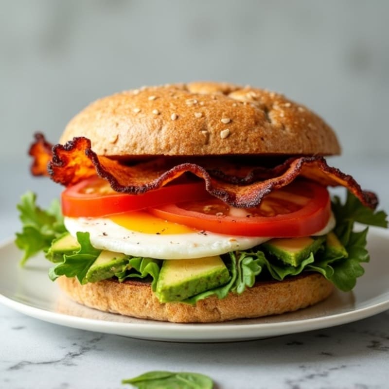 Fresh Avocado, Crispy Bacon, and Tomato Whole Grain Sandwich