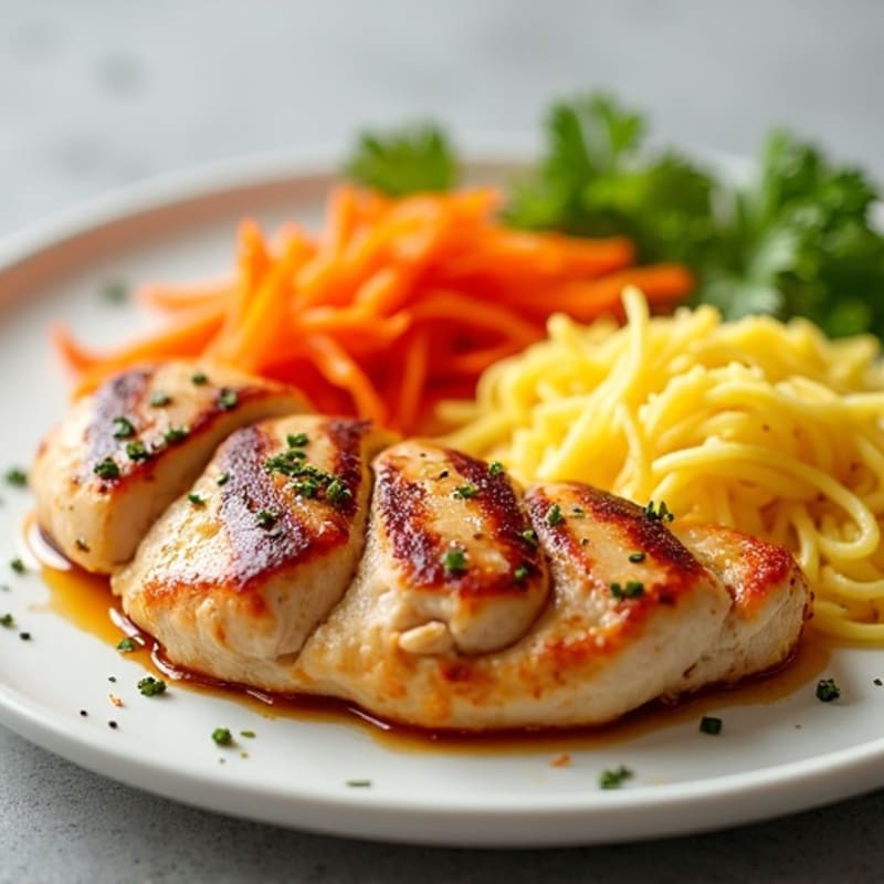 Tender Chicken with Shredded Carrots and Fluffy Scrambled Eggs