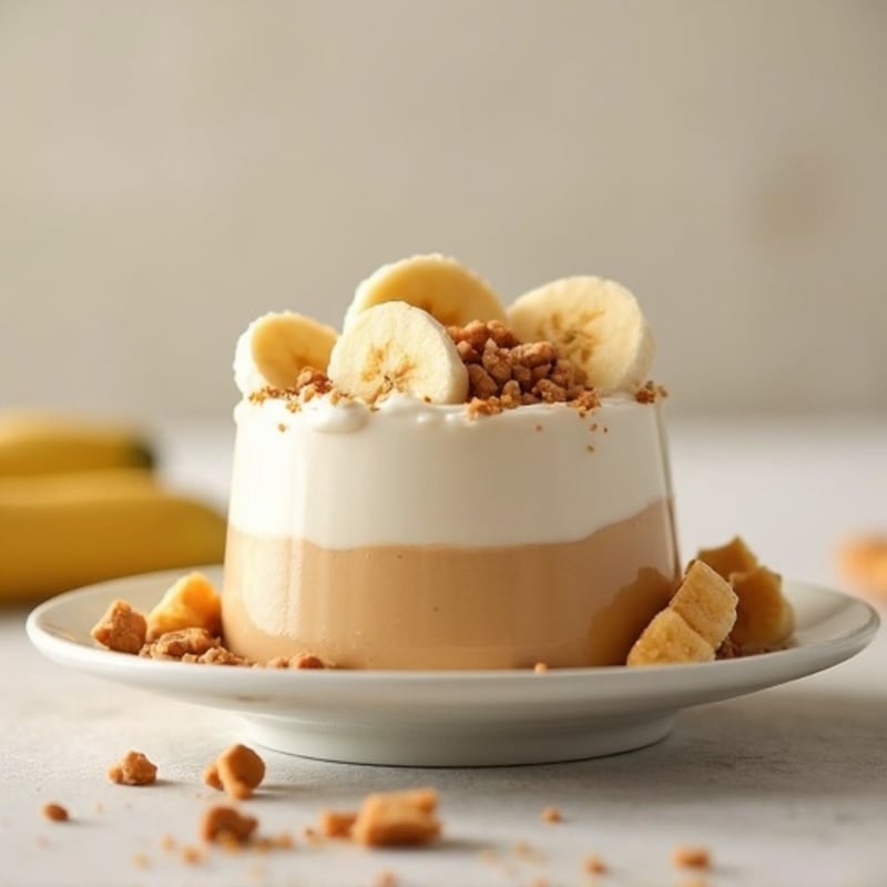 Peanut Butter Protein Mousse with Sliced Bananas