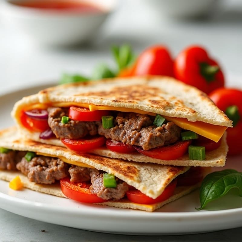 Crispy Steak and Roasted Veggie Whole Wheat Quesadillas