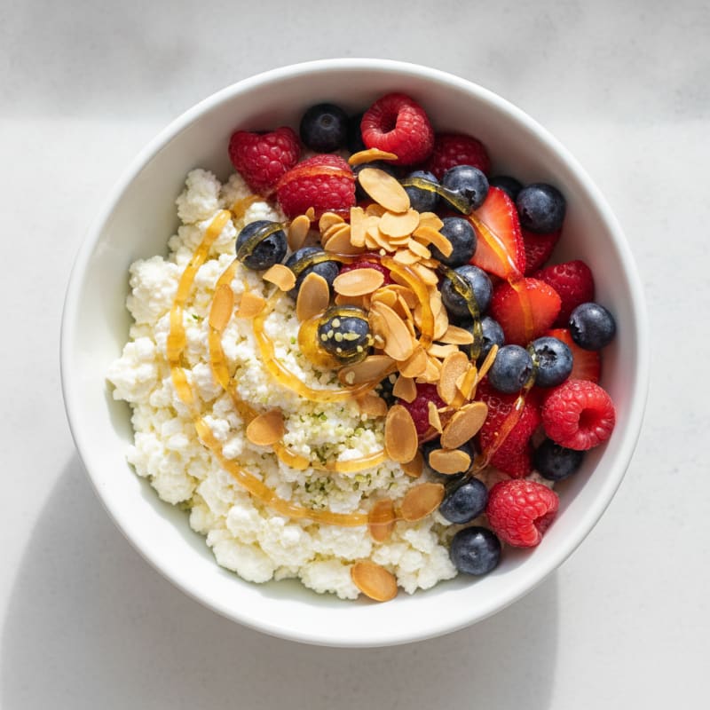 Cottage Cheese Berry Bowl with Almonds