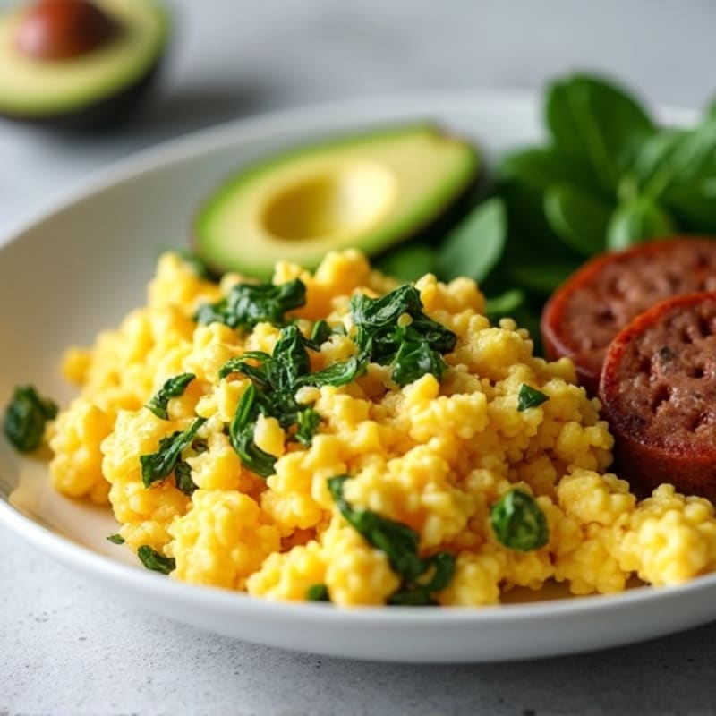 Scrambled Egg Whites with Spinach and Turkey Sausage