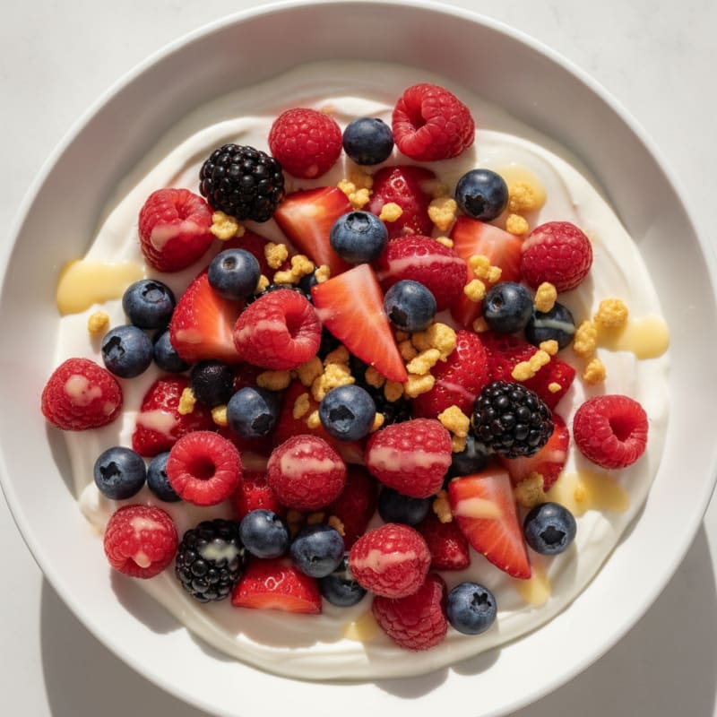 Greek Yogurt Protein Pudding with Mixed Berries