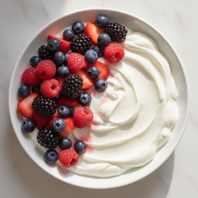 Greek Yogurt Protein Pudding with Mixed Berries