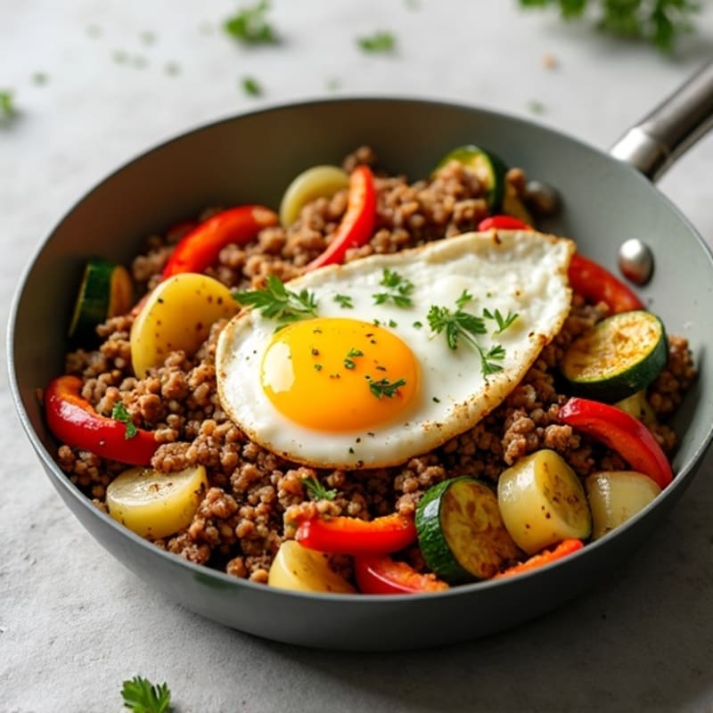 Savory Ground Turkey and Roasted Vegetable Skillet