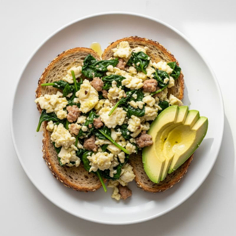 Egg White Scramble with Turkey Sausage and Spinach
