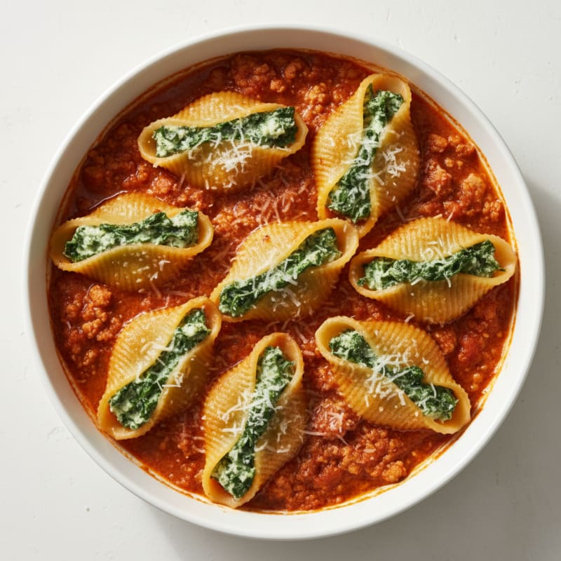 Spinach Ricotta Stuffed Shells Baked Marinara