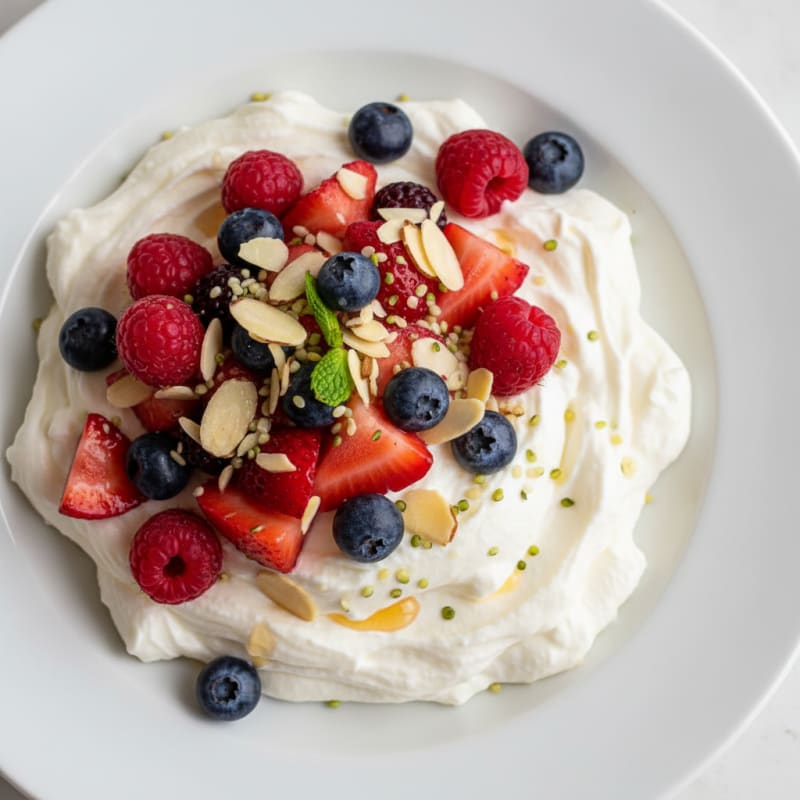 Silky Greek Yogurt Protein Mousse with Mixed Berries