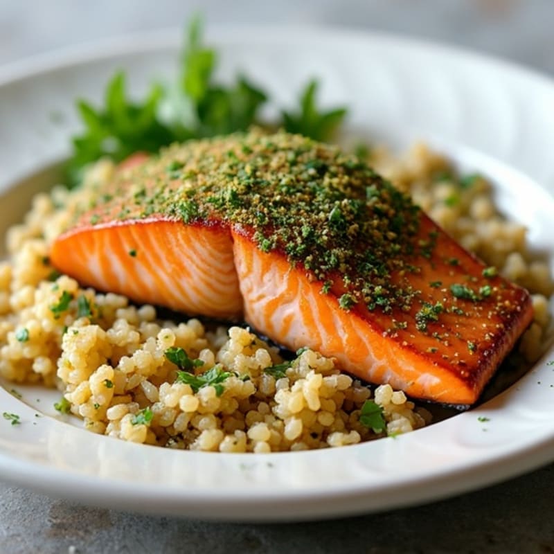 Pan-Seared Herb Crusted Salmon with Quinoa