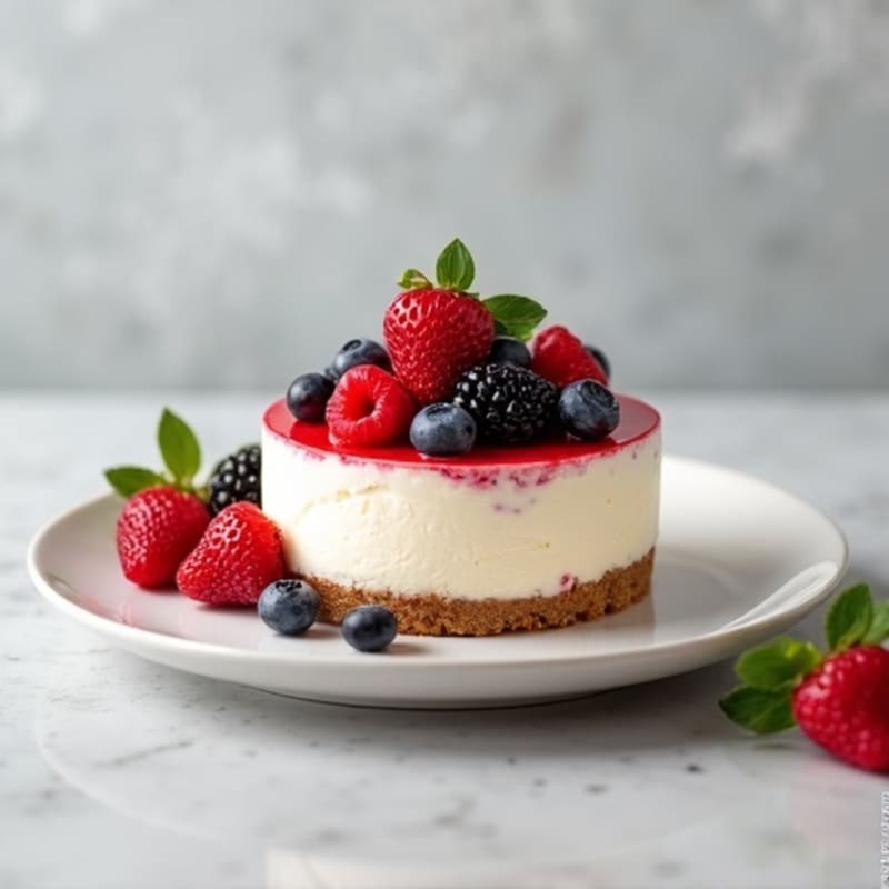 Greek Yogurt Protein Cheesecake with Fresh Berries