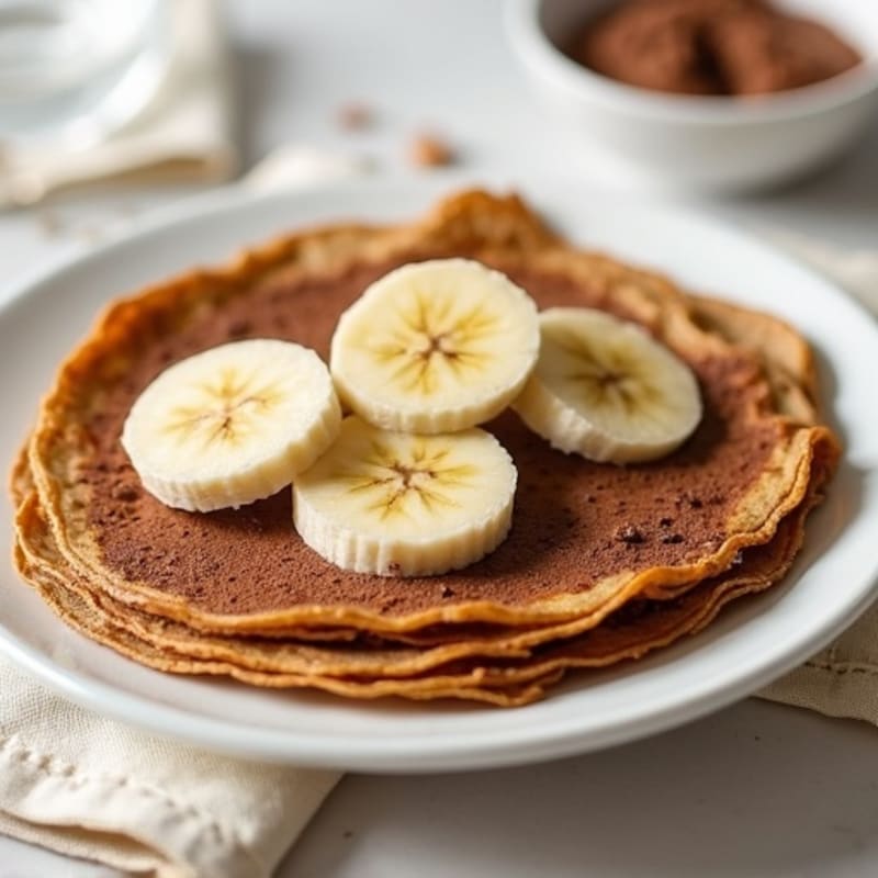 Protein-Packed Whole Wheat Crepes with Creamy Cacao Hazelnut Spread and Fresh Banana Slices