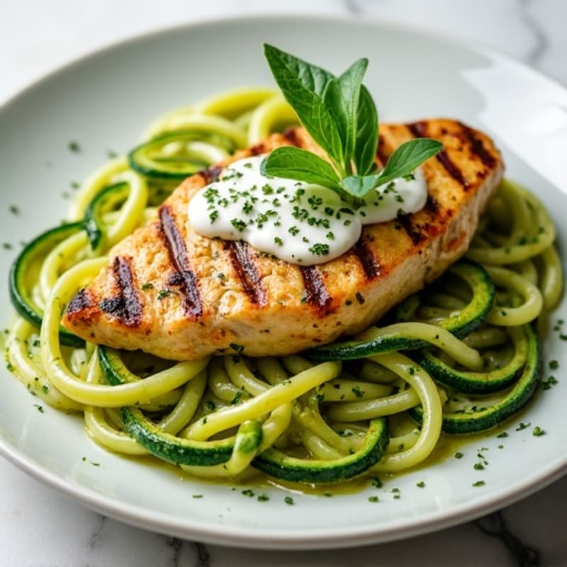 Creamy Pesto Chicken with Zucchini Noodles