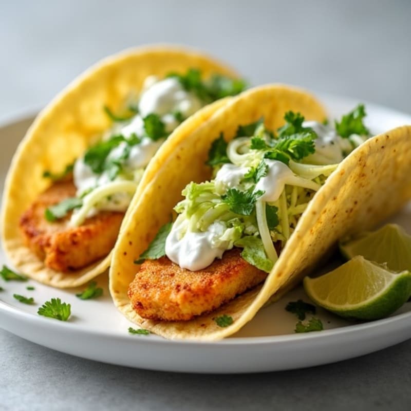Crispy Baked Cod Tacos with Creamy Avocado Slaw
