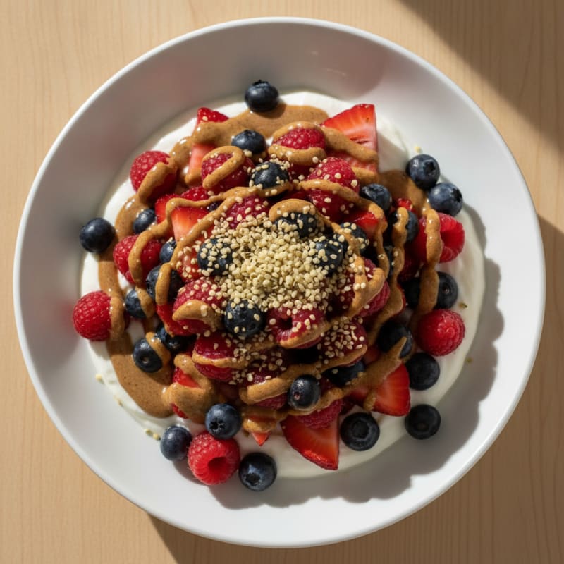 Greek Yogurt Bowl with Mixed Berries and Almond Butter