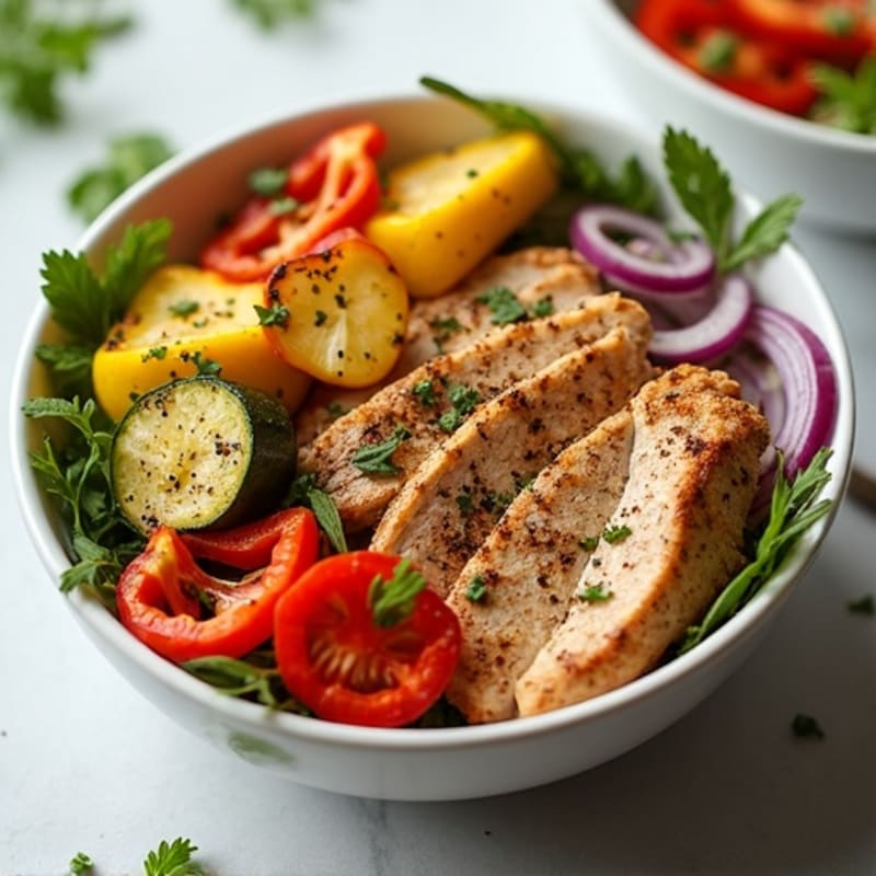 Herb-Spiced Chicken Shawarma Bowl with Roasted Vegetables