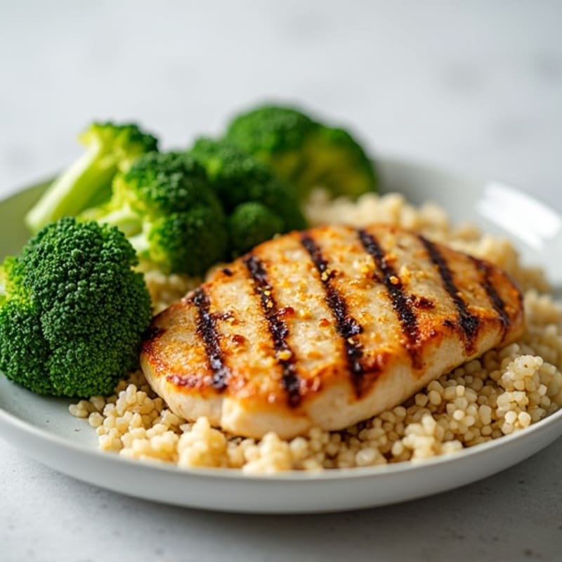 Grilled Chicken Breast with Quinoa and Steamed Broccoli