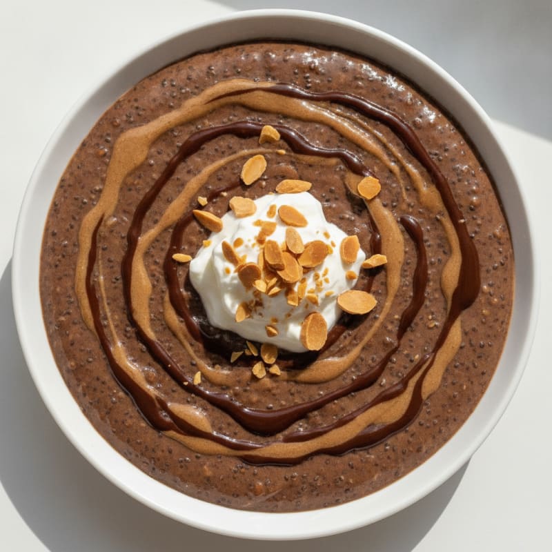Silky Chocolate Protein Pudding with Chia and Almond Butter