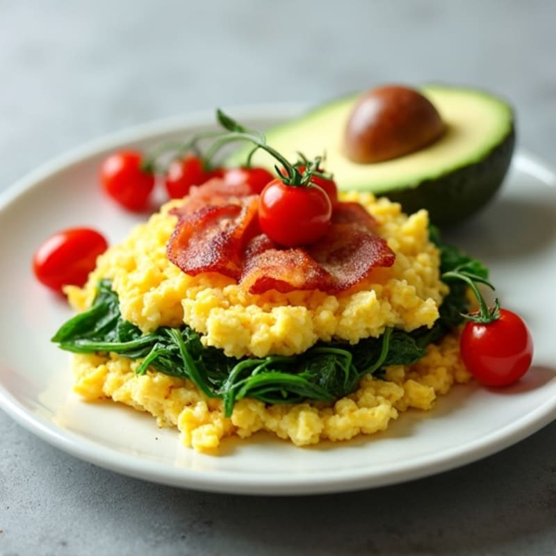 Egg White Scramble with Spinach and Turkey Bacon