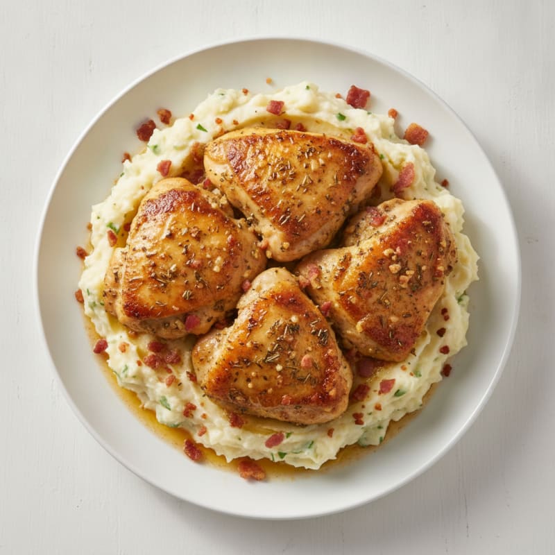Herb-Baked Chicken Thighs with Creamy Mashed Potatoes
