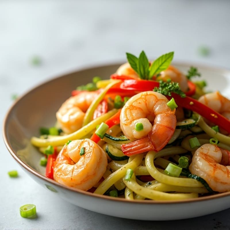 Garlic-Ginger Shrimp with Zucchini Noodles