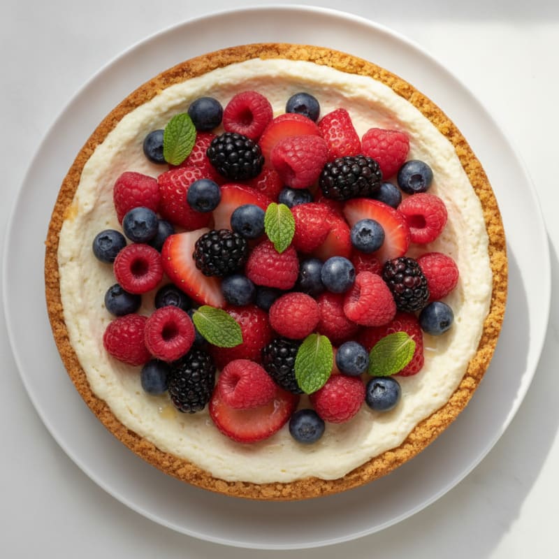 Greek Yogurt Protein Cheesecake with Mixed Berries
