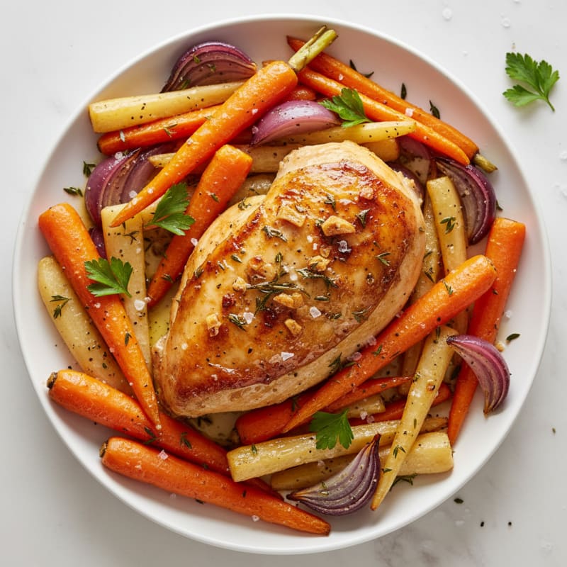 Garlic Herb Roasted Chicken with Root Vegetables