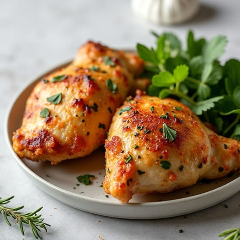 Crispy Herb-Roasted Chicken Thighs with Garlic