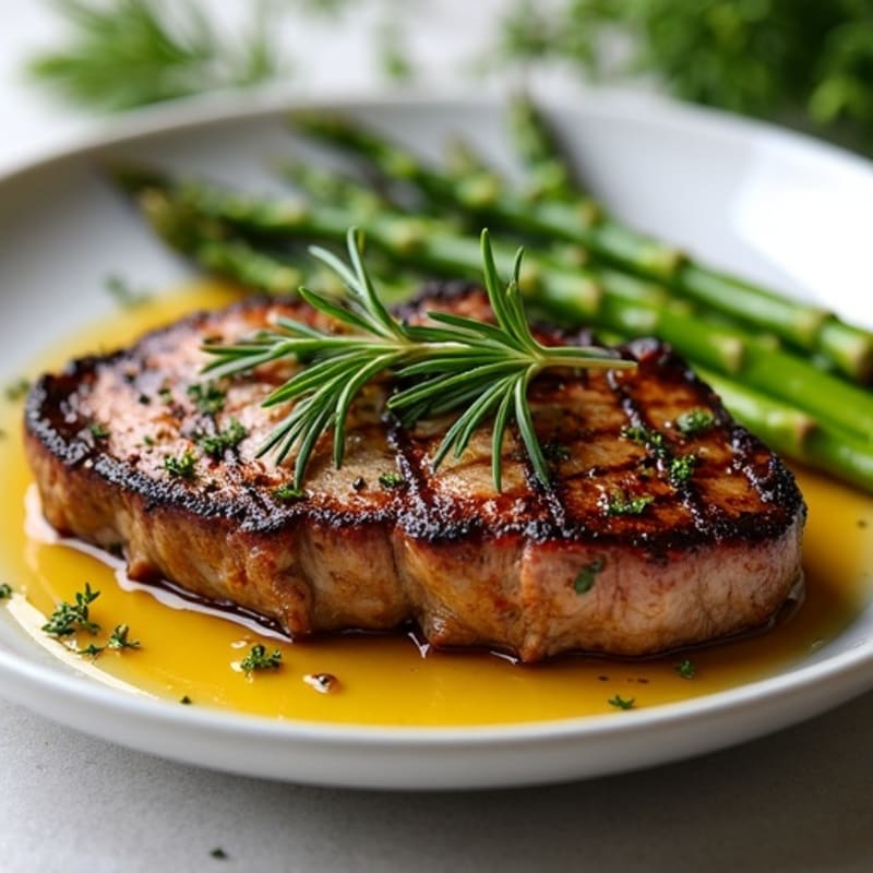 Tender Garlic Herb Marinated Steak with Roasted Asparagus
