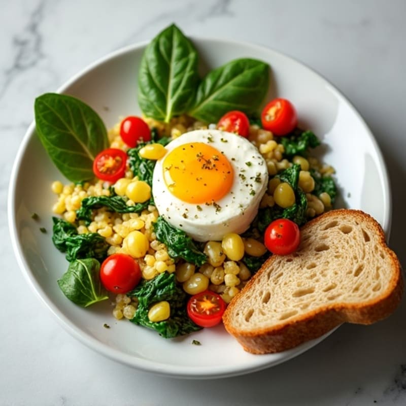 Egg White and Spinach Scramble with Cottage Cheese