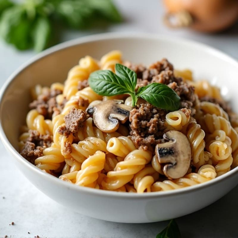 Healthy Creamy Beef and Mushroom Pasta