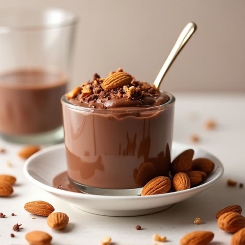 Silky Chocolate Protein Pudding with Toasted Almonds