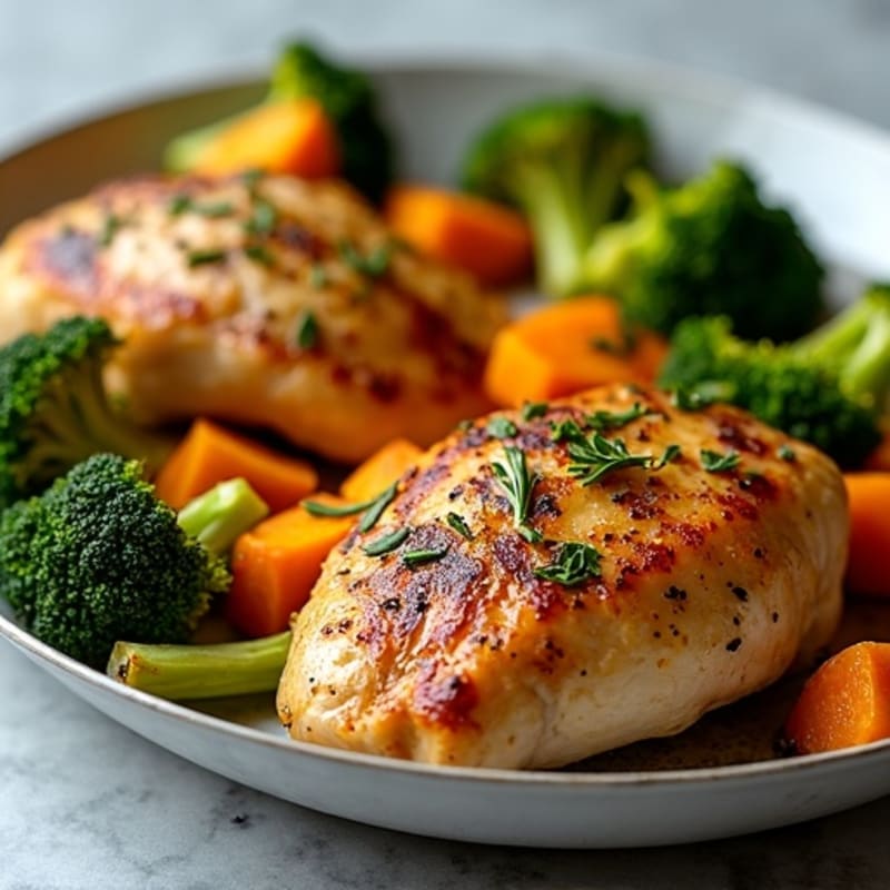 Sheet Pan Sweet Potato and Herb-Roasted Chicken