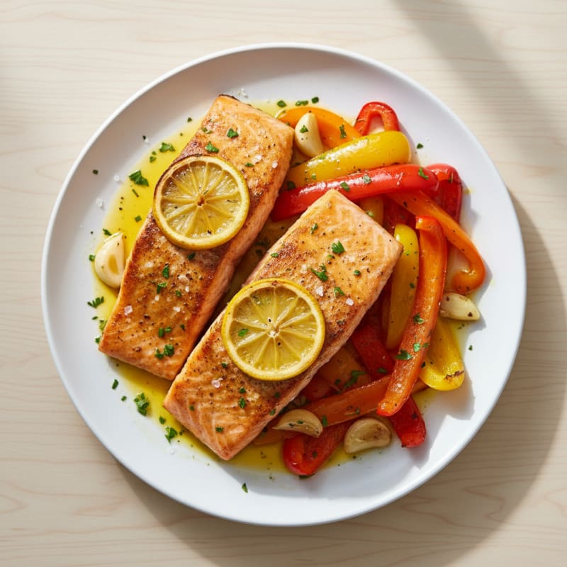 Golden Roasted Salmon with Zesty Peppers