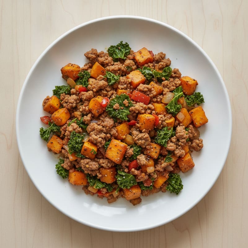 Ground Beef and Sweet Potato Hash